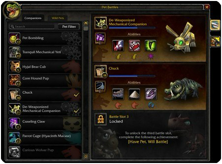 Pets battle system of Mists of Pandaria