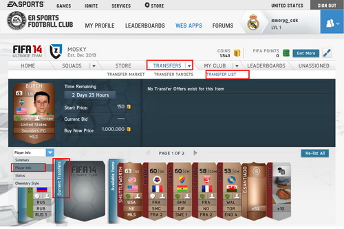 FIFA 14 Ultimate Team Web App – FIFPlay